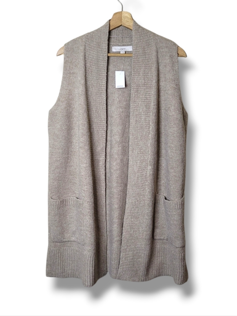 NWT LOFT Tan Sweater Vest Cardigan